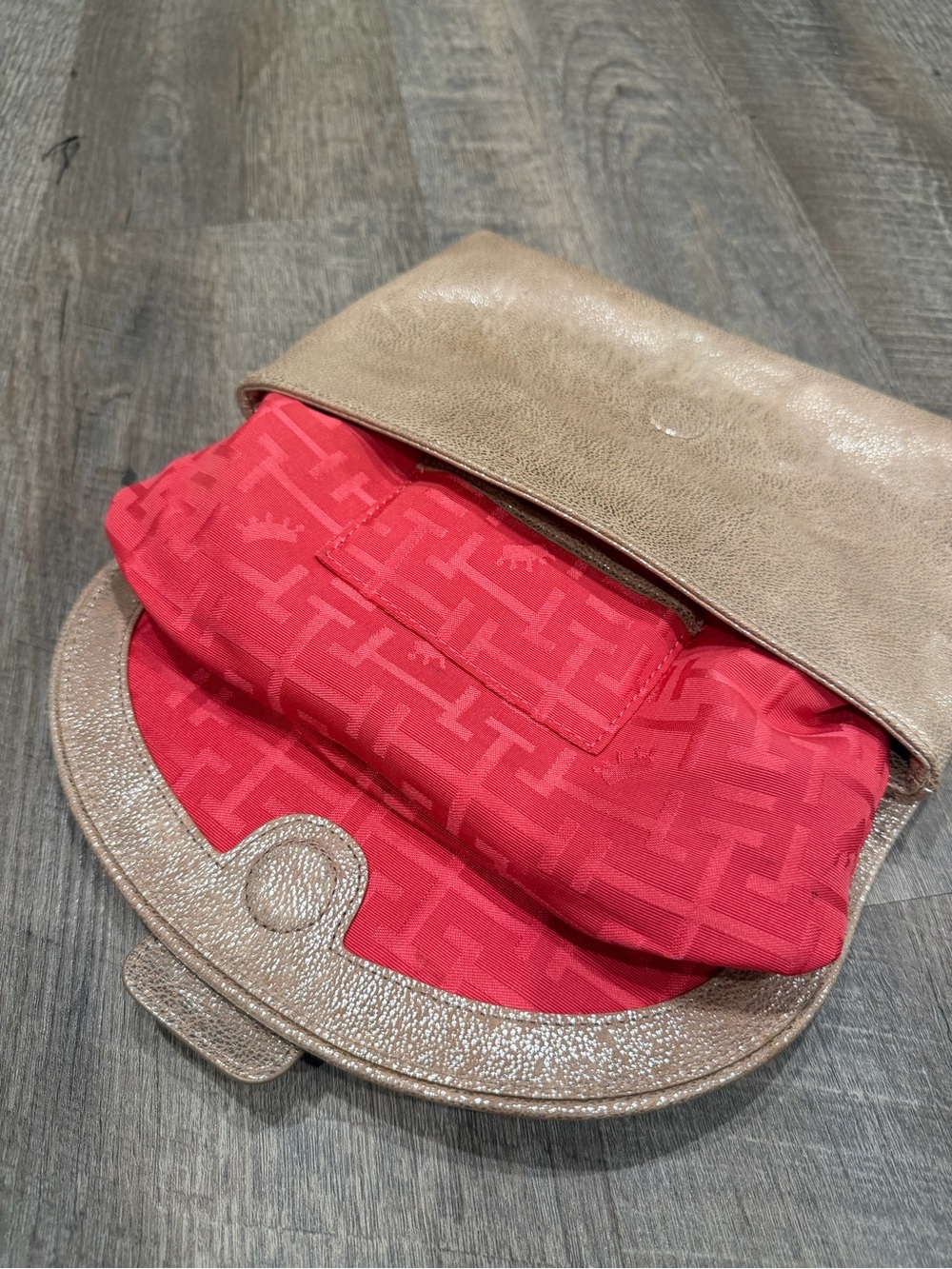 Elaine Turner Arabella Gold Leather Lizard Embossed Clutch Handbag Purse - Picture 3 of 8
